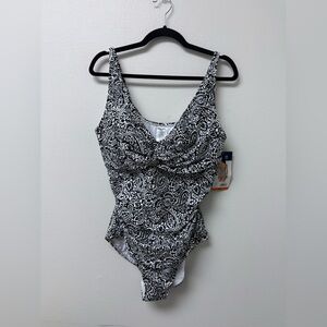 Swim Suit or Resort Wear  XXL Lands’ End One piece Paisley Print Black&White NWT